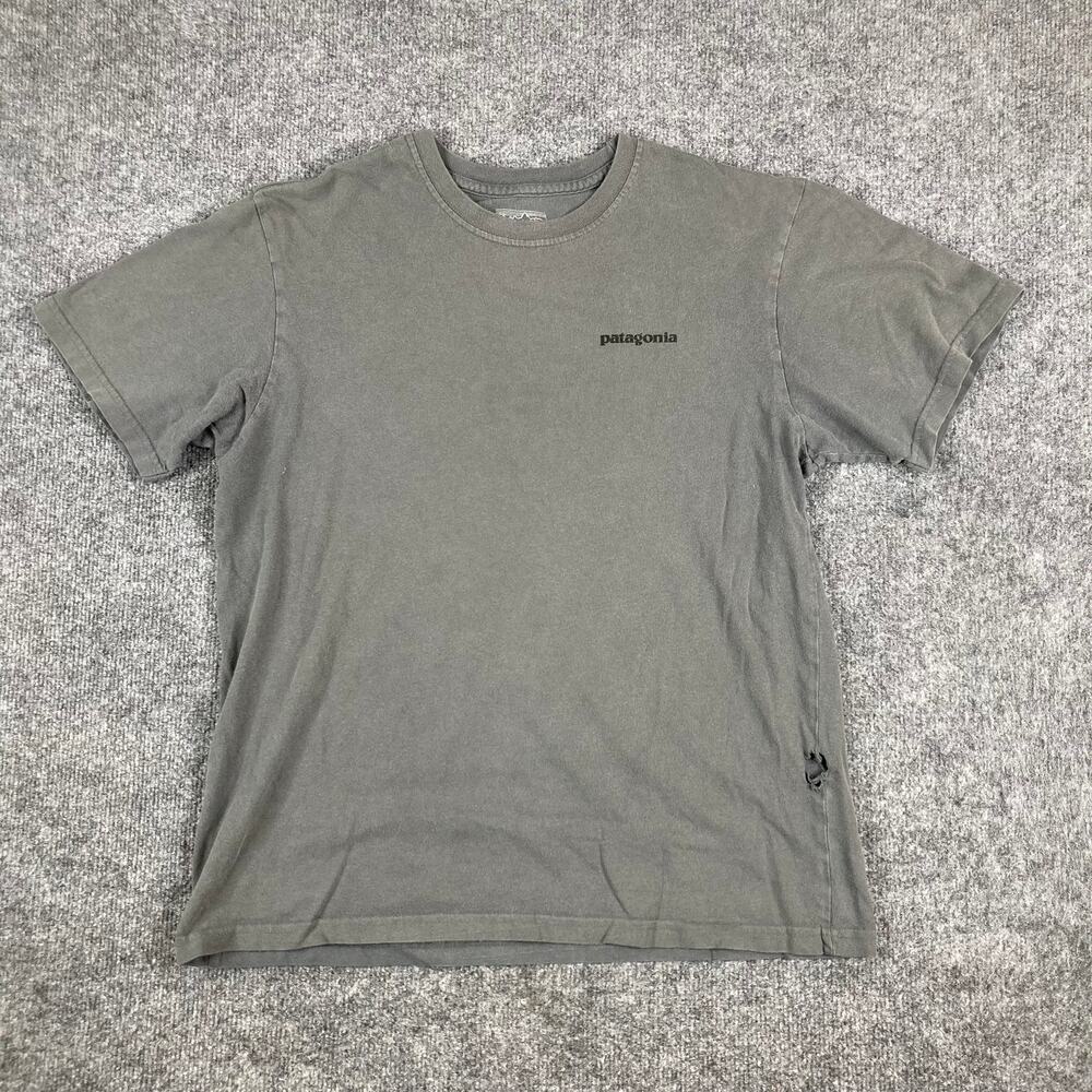 Patagonia T Shirt Mens M Gray Logo Graphic Back Regular Fit USA - Picture 5 of 9
